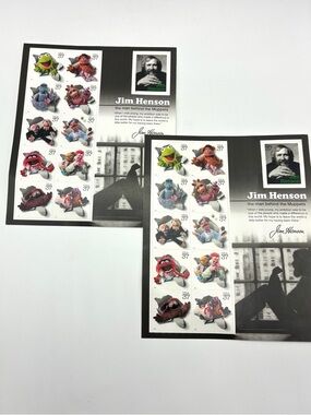 2005 Jim Henson Muppets USPS Stamp Sheet 37¢ Kermit Miss Piggy 2 Panes